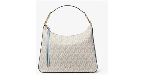 michael kors grey hobo|Laney Large Signature Logo Hobo Shoulder Bag .